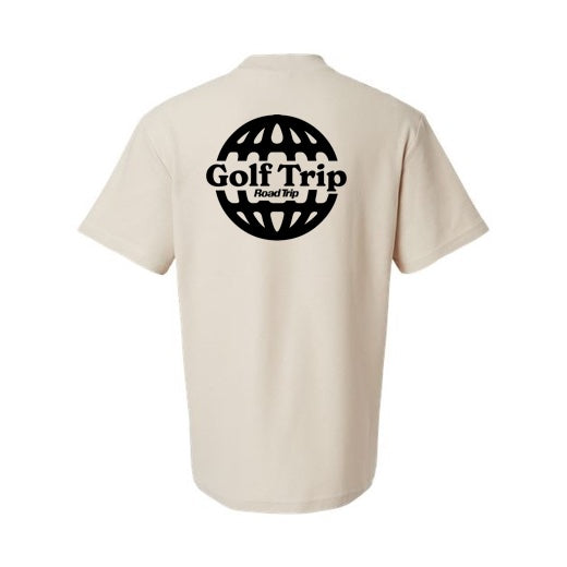 Golf Trip Back-Only Print Mockneck Tee (Sand)