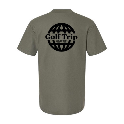 Golf Trip Back-Only Print Mockneck Tee (Olive)