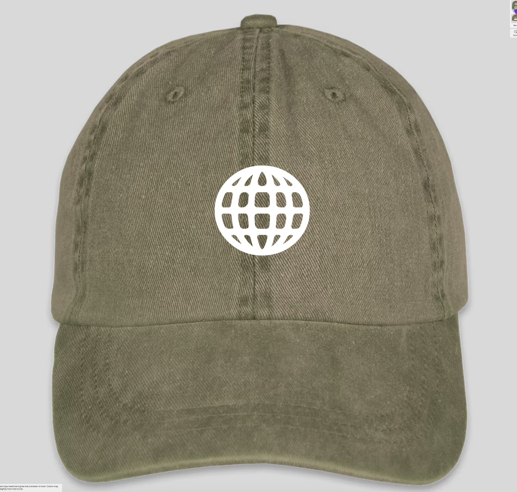 Globe Icon Dad Hat in Olive - PRESALE